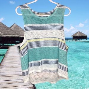 H.I.P Tank Top Blue Turquoise Yellow and Off White